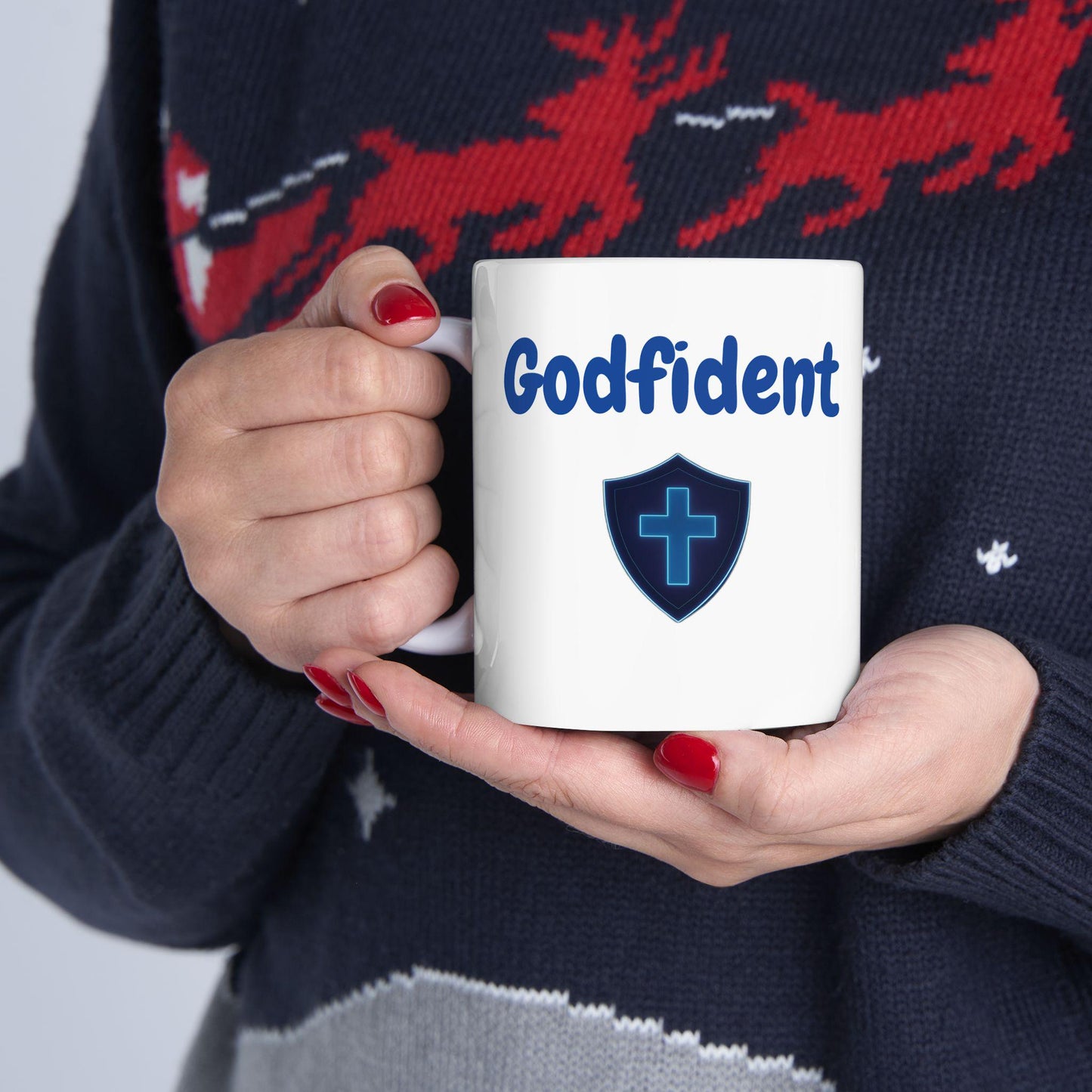 Godfident Christian Ceramic Mug: Inspirational Coffee Cup for Believers