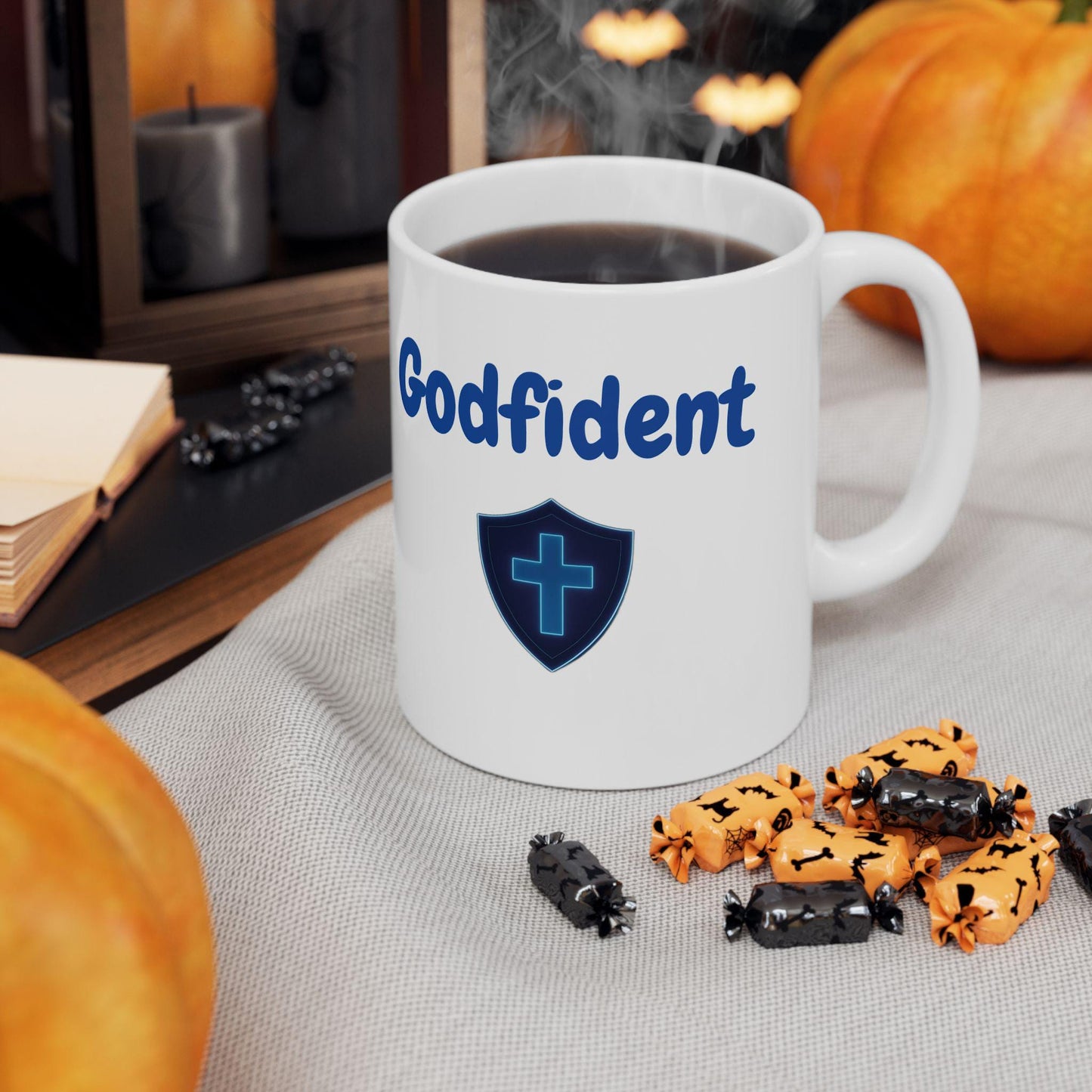 Godfident Christian Ceramic Mug: Inspirational Coffee Cup for Believers