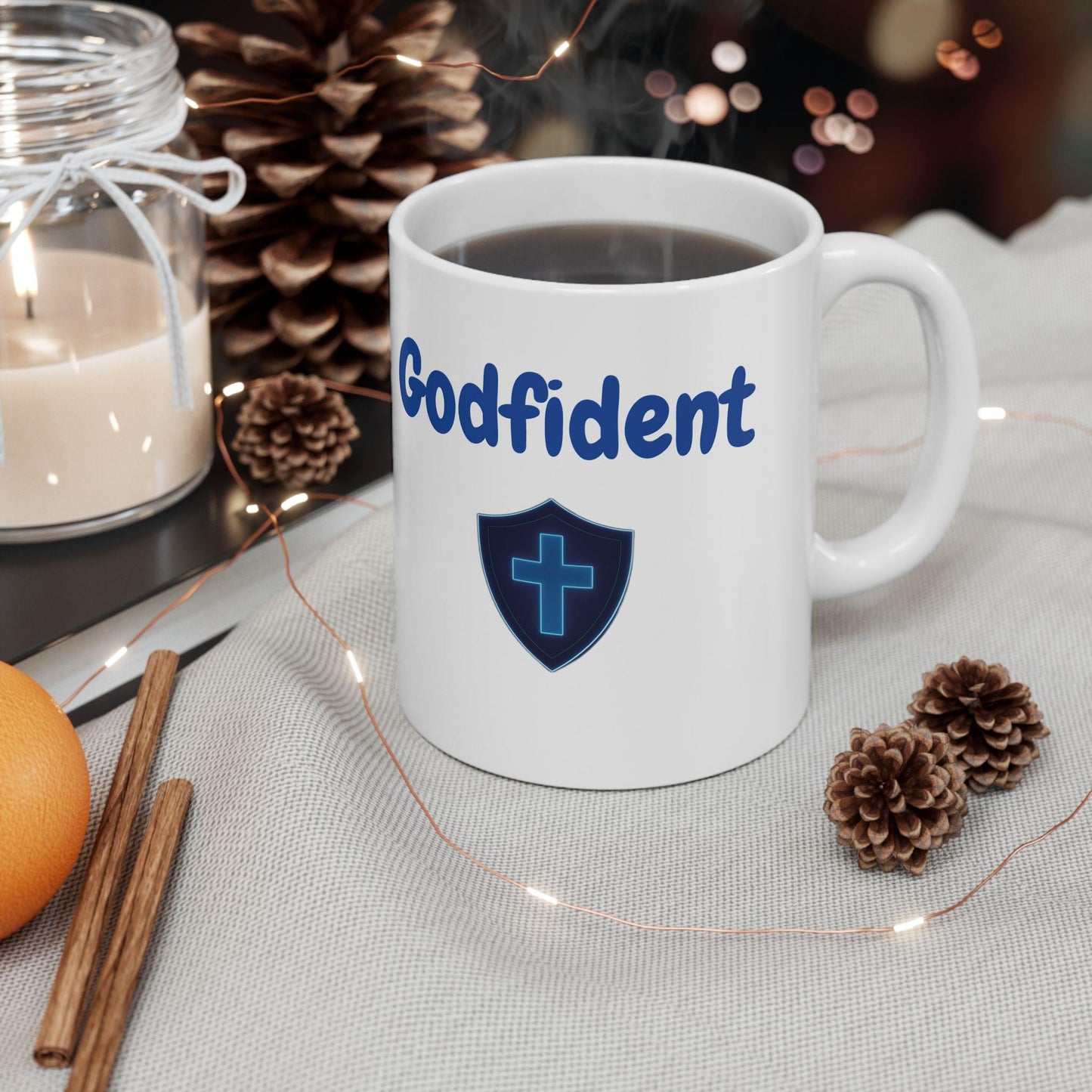 Godfident Christian Ceramic Mug: Inspirational Coffee Cup for Believers