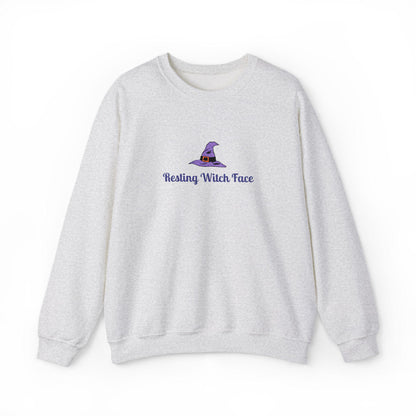 Resting Witch Face Embroidered Sweatshirt: Spooky Halloween Crewneck