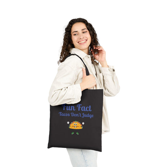 Fun Taco Fact Cotton Canvas Tote Bag: Humorous Grocery Bag