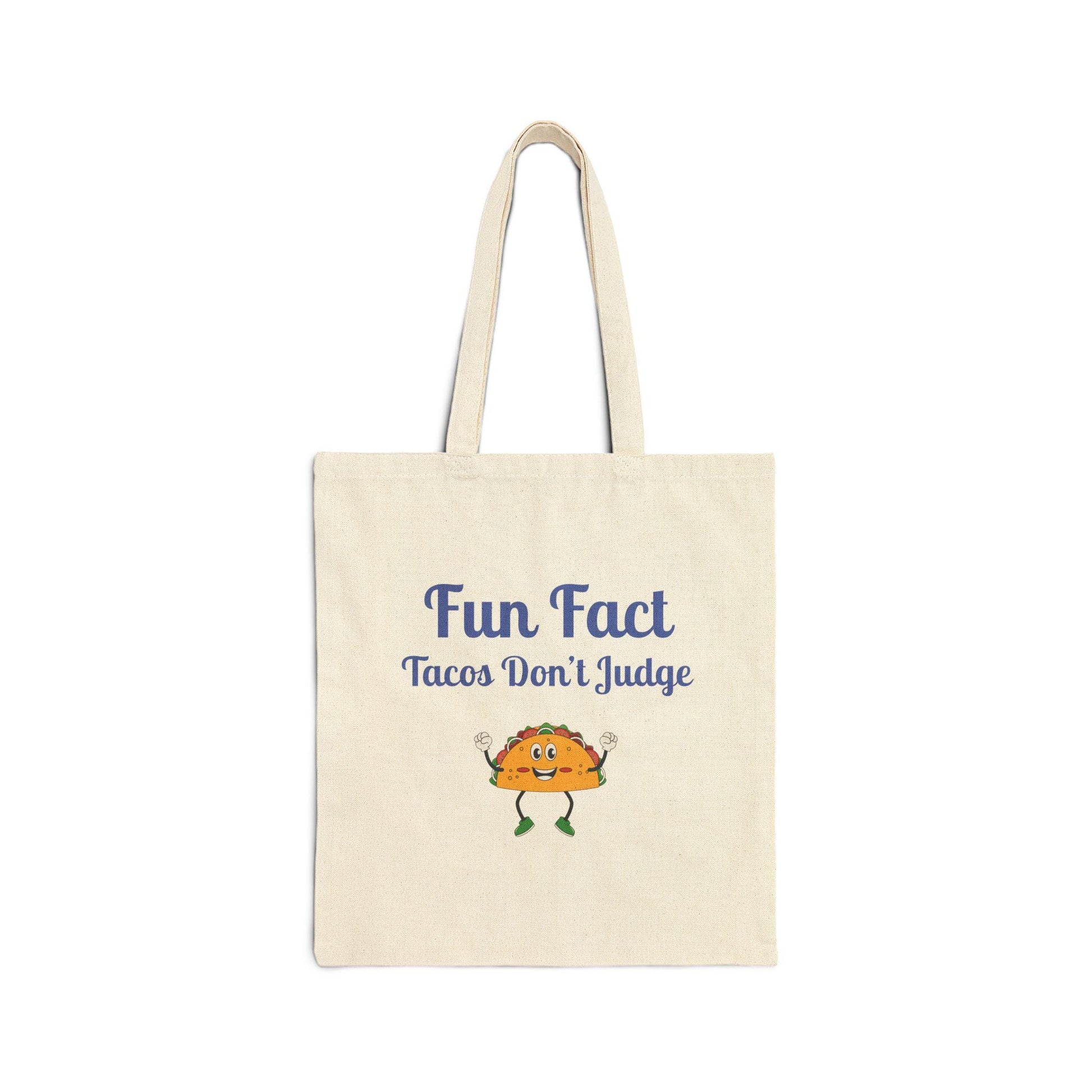 Fun Taco Fact Cotton Canvas Tote Bag: Humorous Grocery Bag