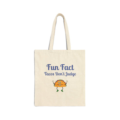 Fun Taco Fact Cotton Canvas Tote Bag: Humorous Grocery Bag