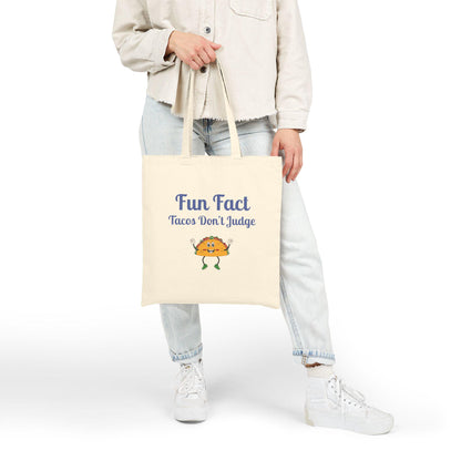 Fun Taco Fact Cotton Canvas Tote Bag: Humorous Grocery Bag