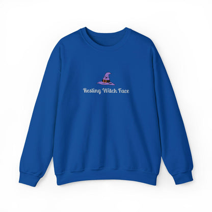 Resting Witch Face Embroidered Sweatshirt: Halloween Crewneck