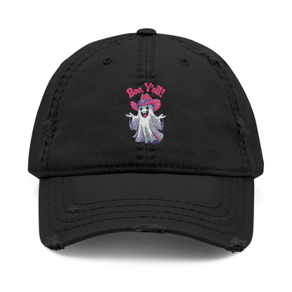 Embroidered "Boo Y'all" Distressed Dad Hat: Southern Halloween Baseball Cap