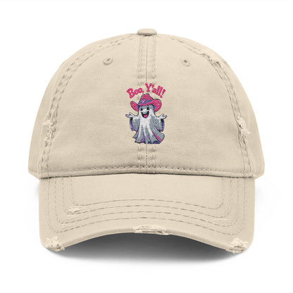 Embroidered "Boo Y'all" Distressed Dad Hat: Southern Halloween Baseball Cap
