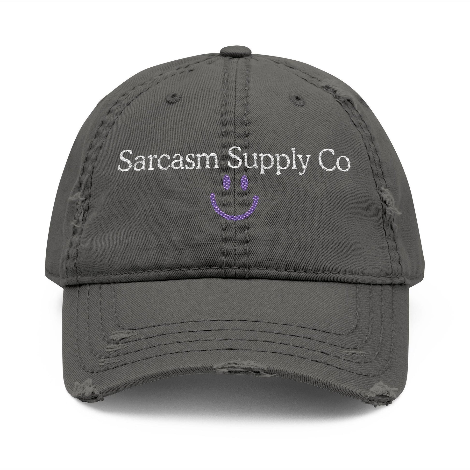 Distressed Cotton Dad Hat: Sarcasm Supply Co Embroidery