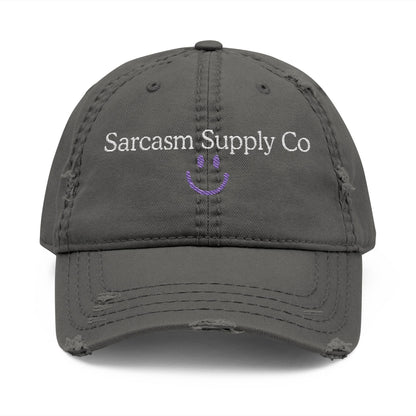 Distressed Cotton Dad Hat: Sarcasm Supply Co Embroidery