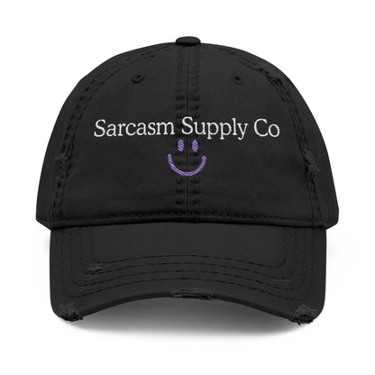Distressed Cotton Dad Hat: Sarcasm Supply Co Embroidery
