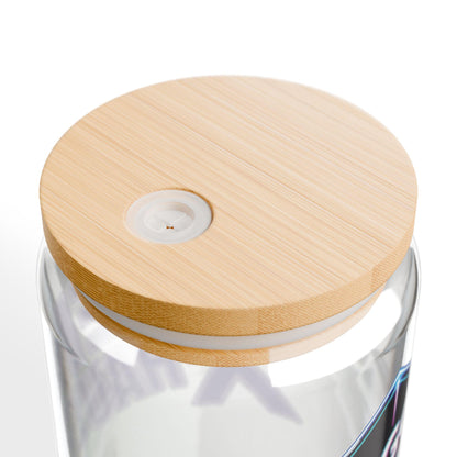 Gen X-Hausted Sipper Glass: 16oz Tempered Glass with Bamboo Lid