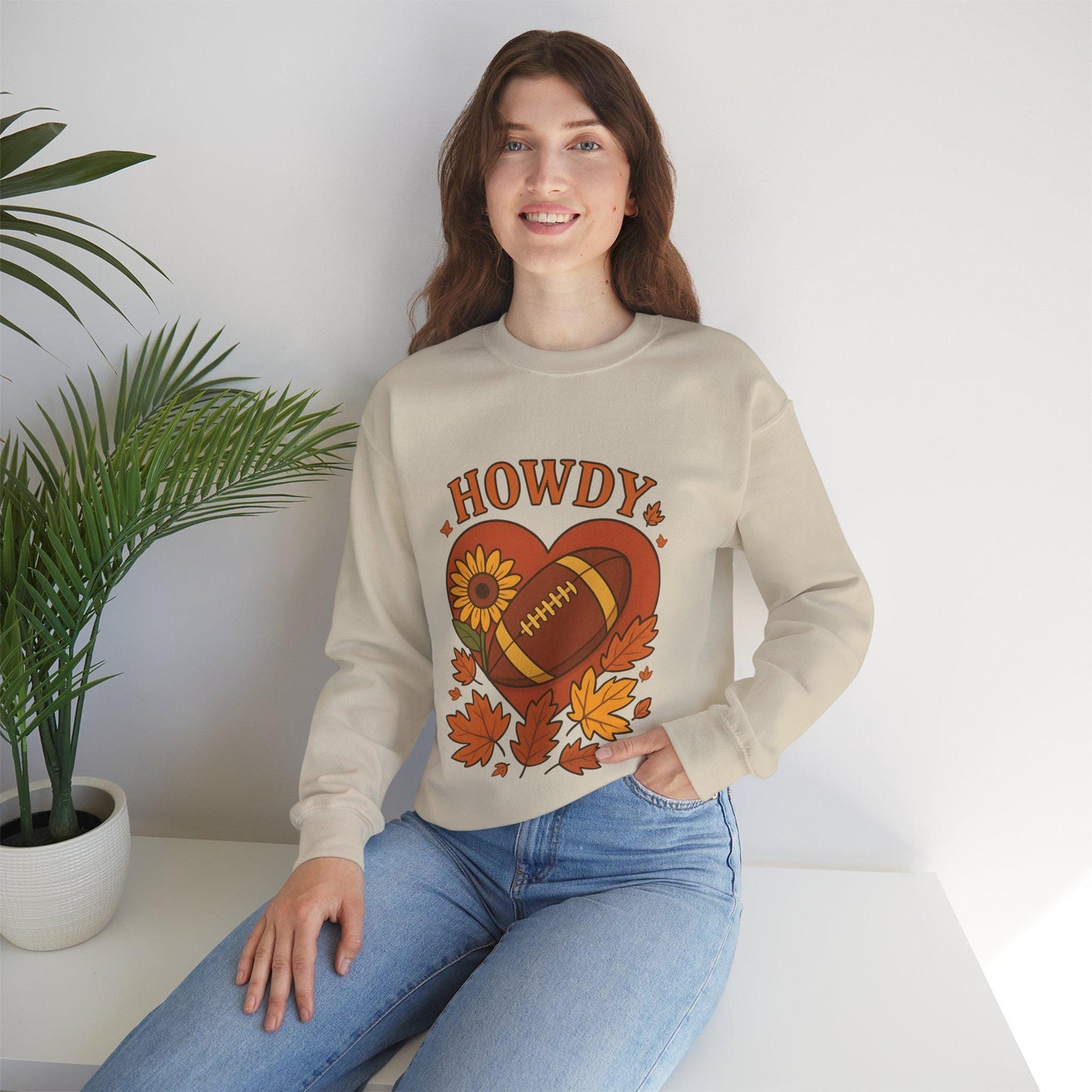 Fall Football Vibes Crewneck: Embroidered Texas Sweatshirt