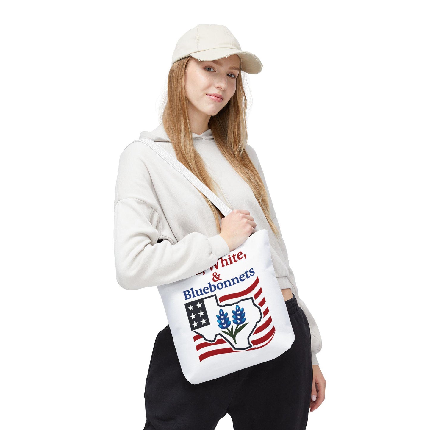 Texas Theme Patriotic Tote Bag, Bluebonnet Design, Texas Pride Gift, Texan Souvenir, Patriotic Tote Bag, Gift for Her