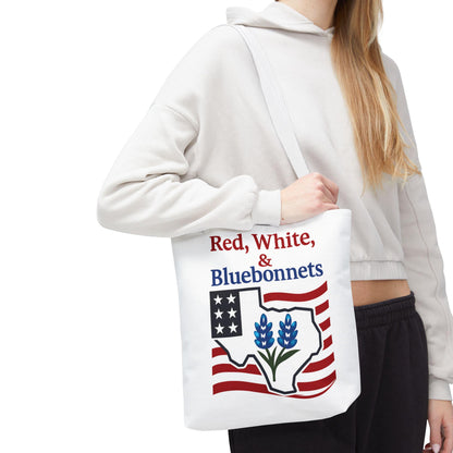 Texas Theme Patriotic Tote Bag, Bluebonnet Design, Texas Pride Gift, Texan Souvenir, Patriotic Tote Bag, Gift for Her