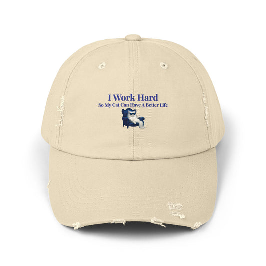Distressed Cat Lover Cap: Unisex Cotton Twill Hat