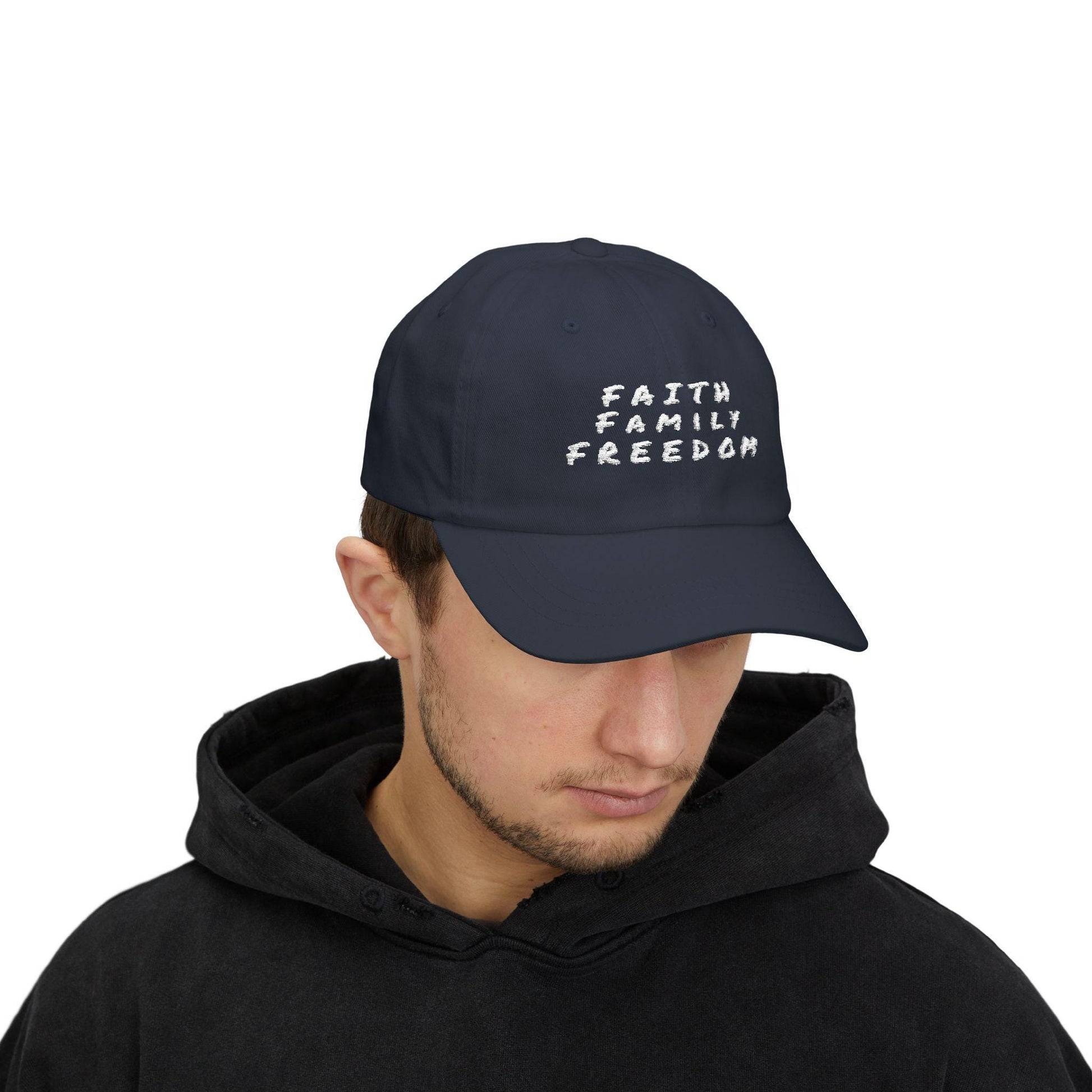 Embroidered Dad Cap: Faith Family Freedom, Patriotic Baseball Hat
