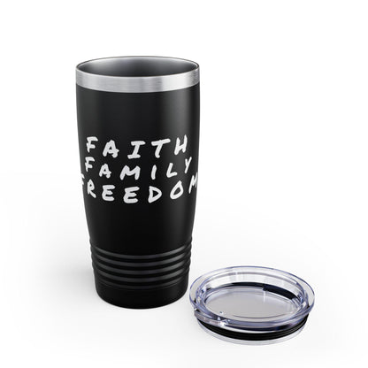 Faith, Family, Freedom Tumbler: 20oz Insulated Stainless Steel Travel Mug