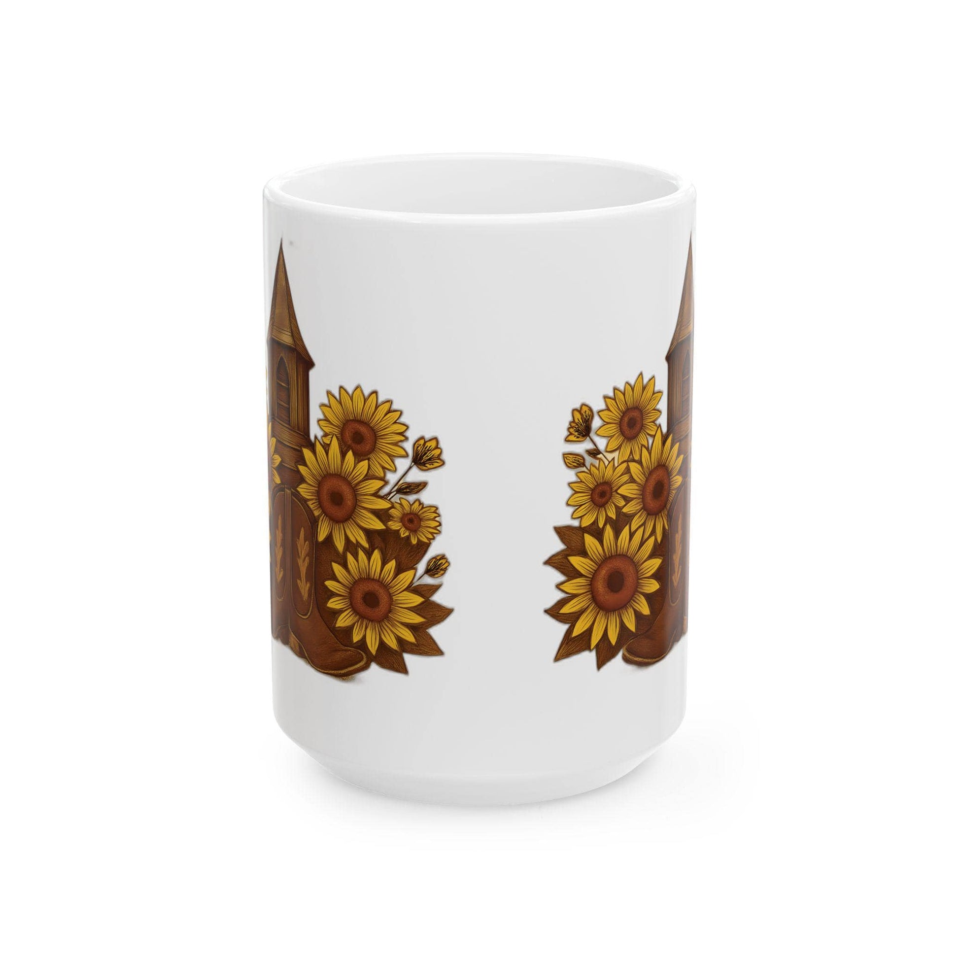 Rustic Sunflower Ceramic Mug: Charming Coffee & Tea Cup