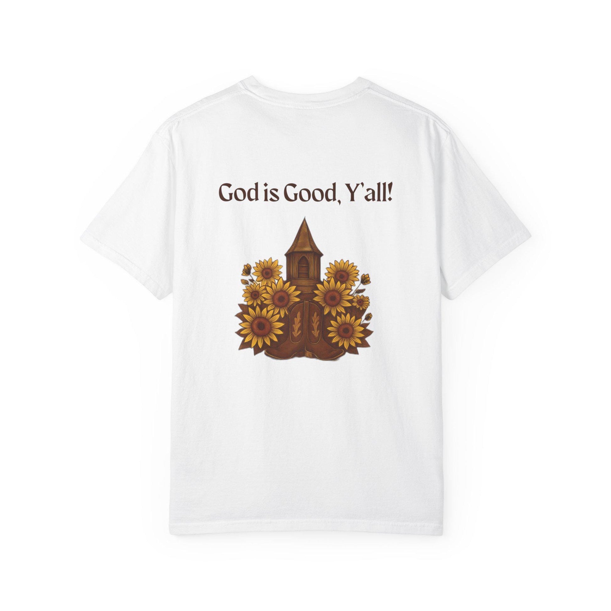 Sunflower Graphic Tee: God is Good Y'all, Faith-Based Cotton T-Shirt