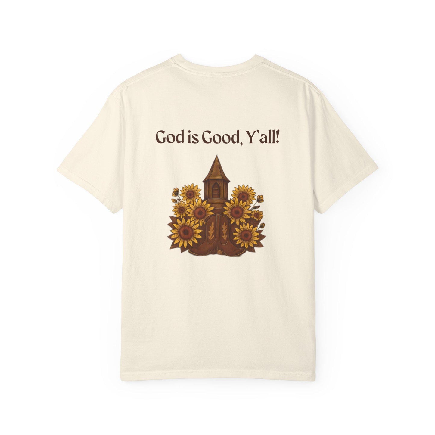 Sunflower Graphic Tee: God is Good Y'all, Faith-Based Cotton T-Shirt