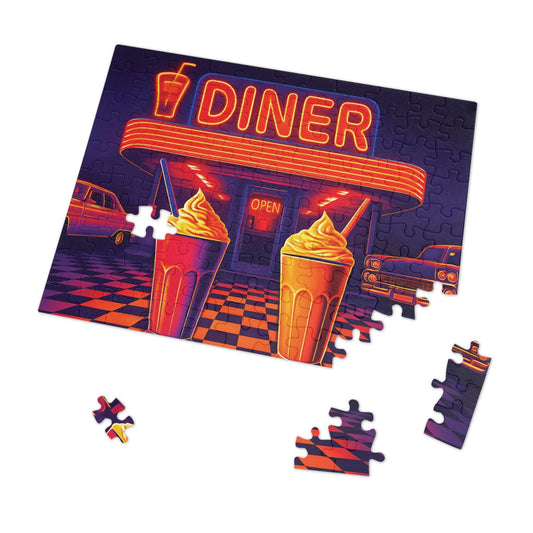 Retro Diner Jigsaw Puzzle with Tin: Nostalgic Family Game