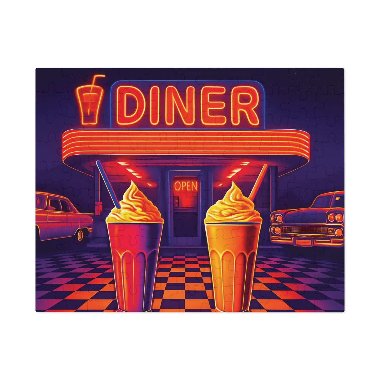 Retro Diner Jigsaw Puzzle with Tin: Nostalgic Family Game