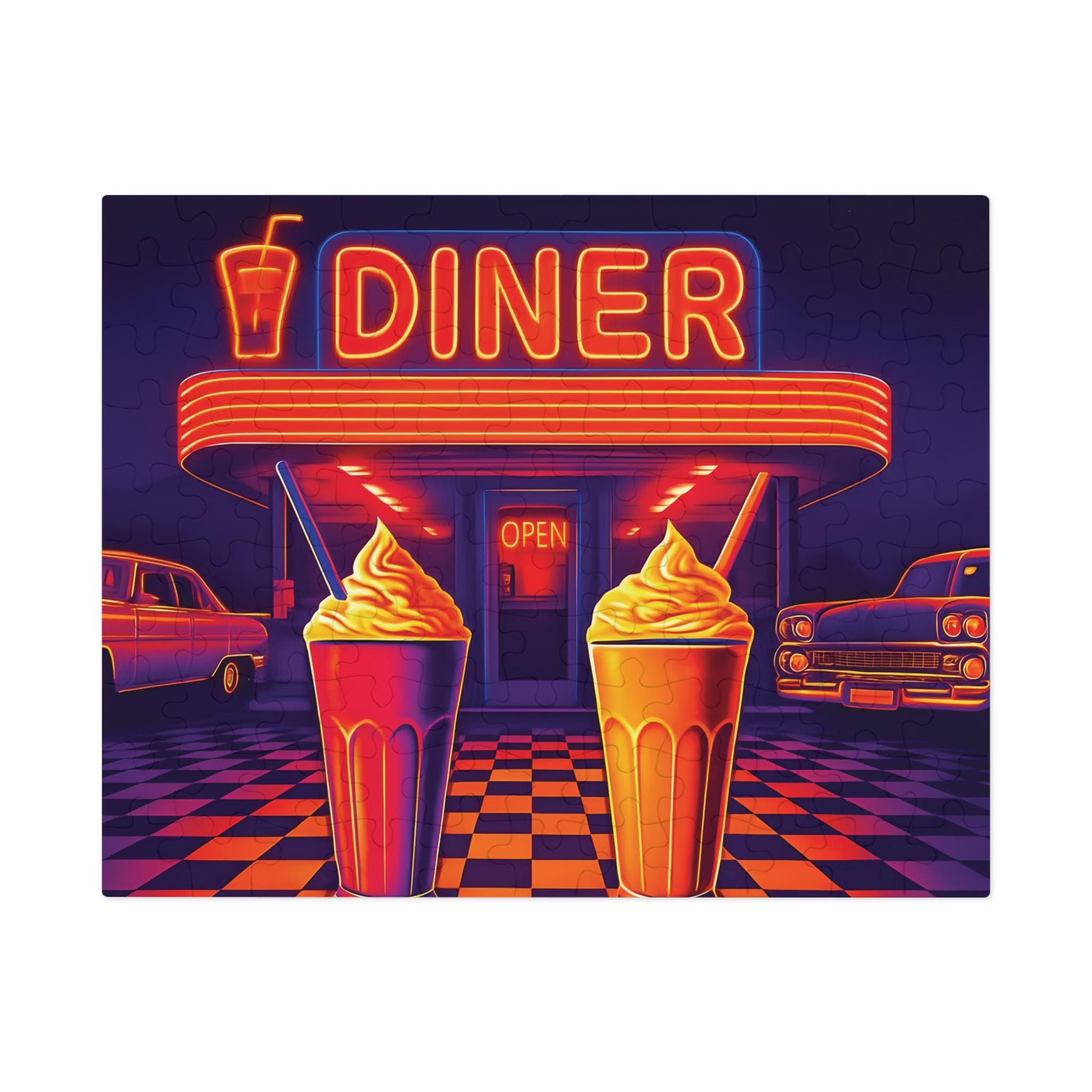 Retro Diner Jigsaw Puzzle with Tin: Nostalgic Family Game