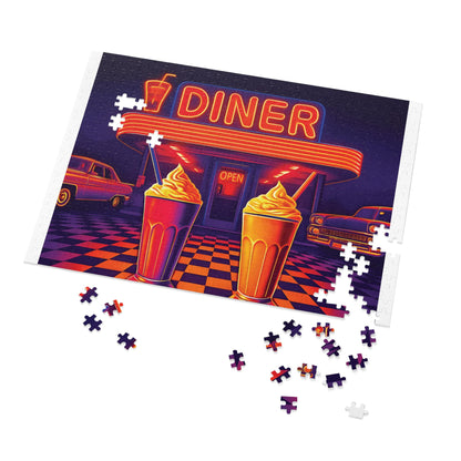 Retro Diner Jigsaw Puzzle with Tin: Nostalgic Family Game