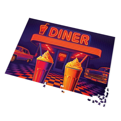 Retro Diner Jigsaw Puzzle with Tin: Nostalgic Family Game