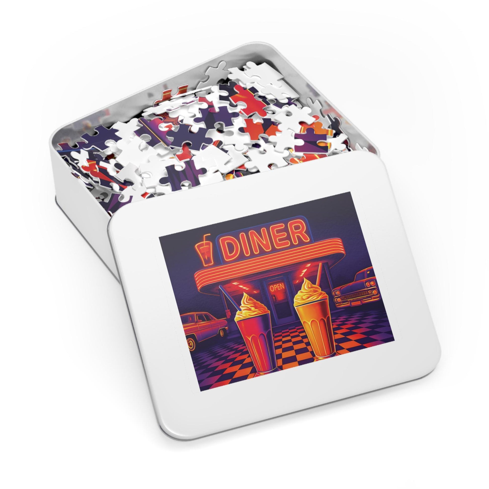 Retro Diner Jigsaw Puzzle with Tin: Nostalgic Family Game