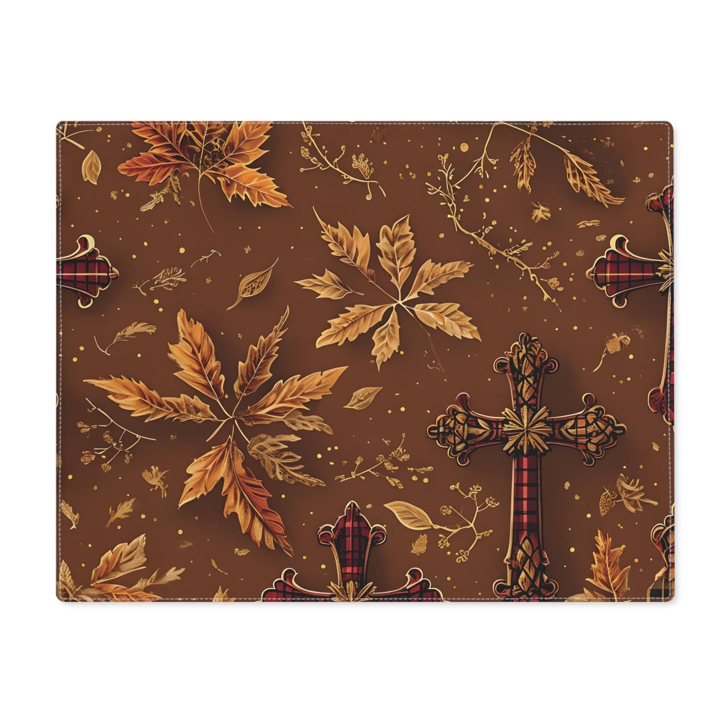 Autumn Floral Cross Stitch Placemat: Rustic Thanksgiving Table Decor