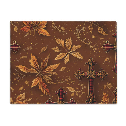 Autumn Floral Cross Stitch Placemat: Rustic Thanksgiving Table Decor
