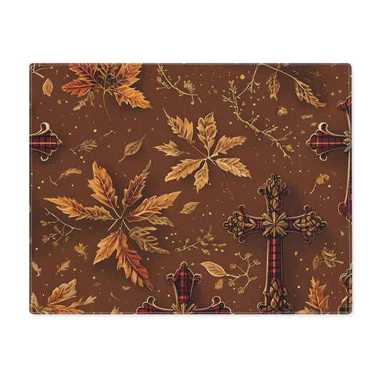 Autumn Floral Cross Stitch Placemat: Rustic Thanksgiving Table Decor