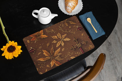 Autumn Floral Cross Stitch Placemat: Rustic Thanksgiving Table Decor