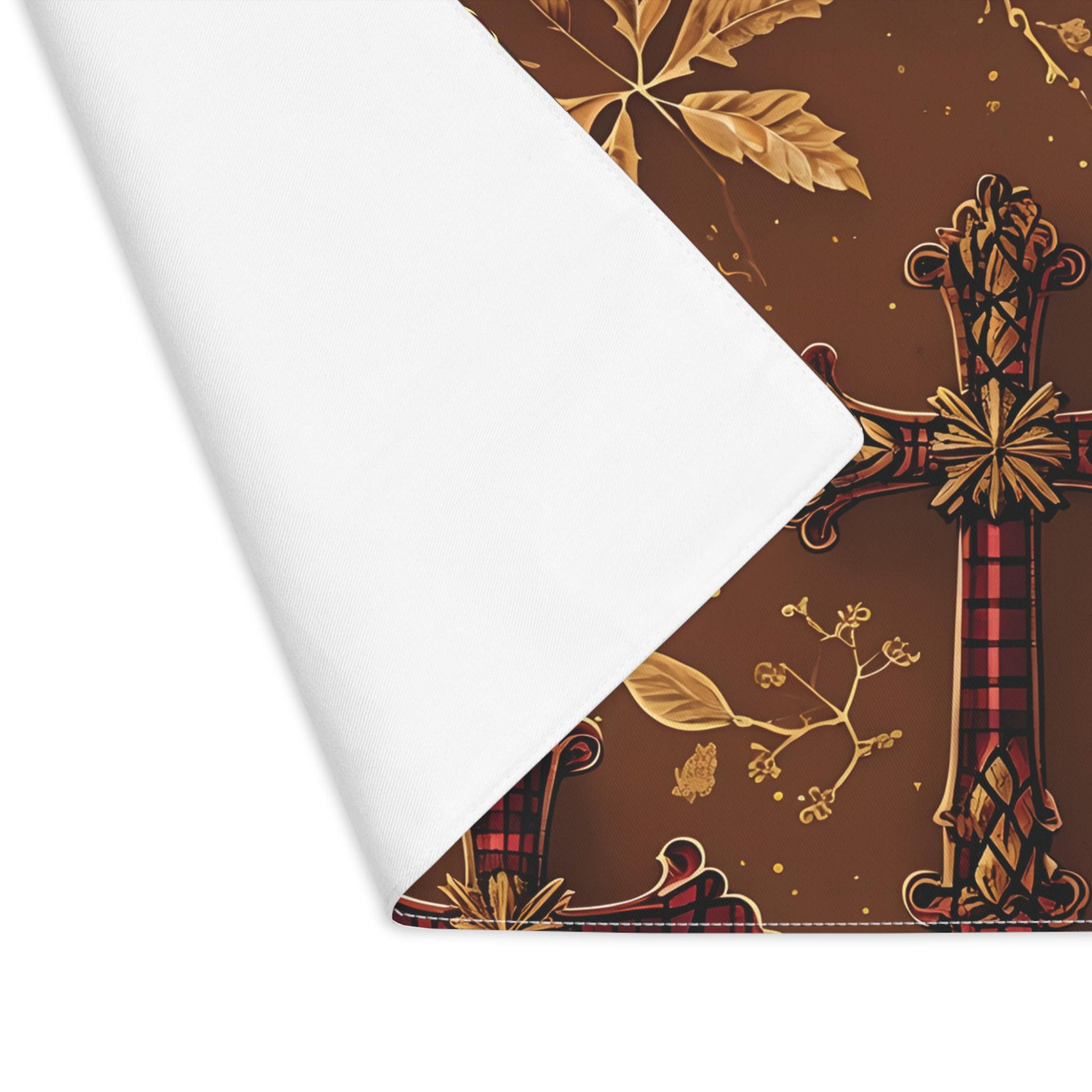 Autumn Floral Cross Stitch Placemat: Rustic Thanksgiving Table Decor