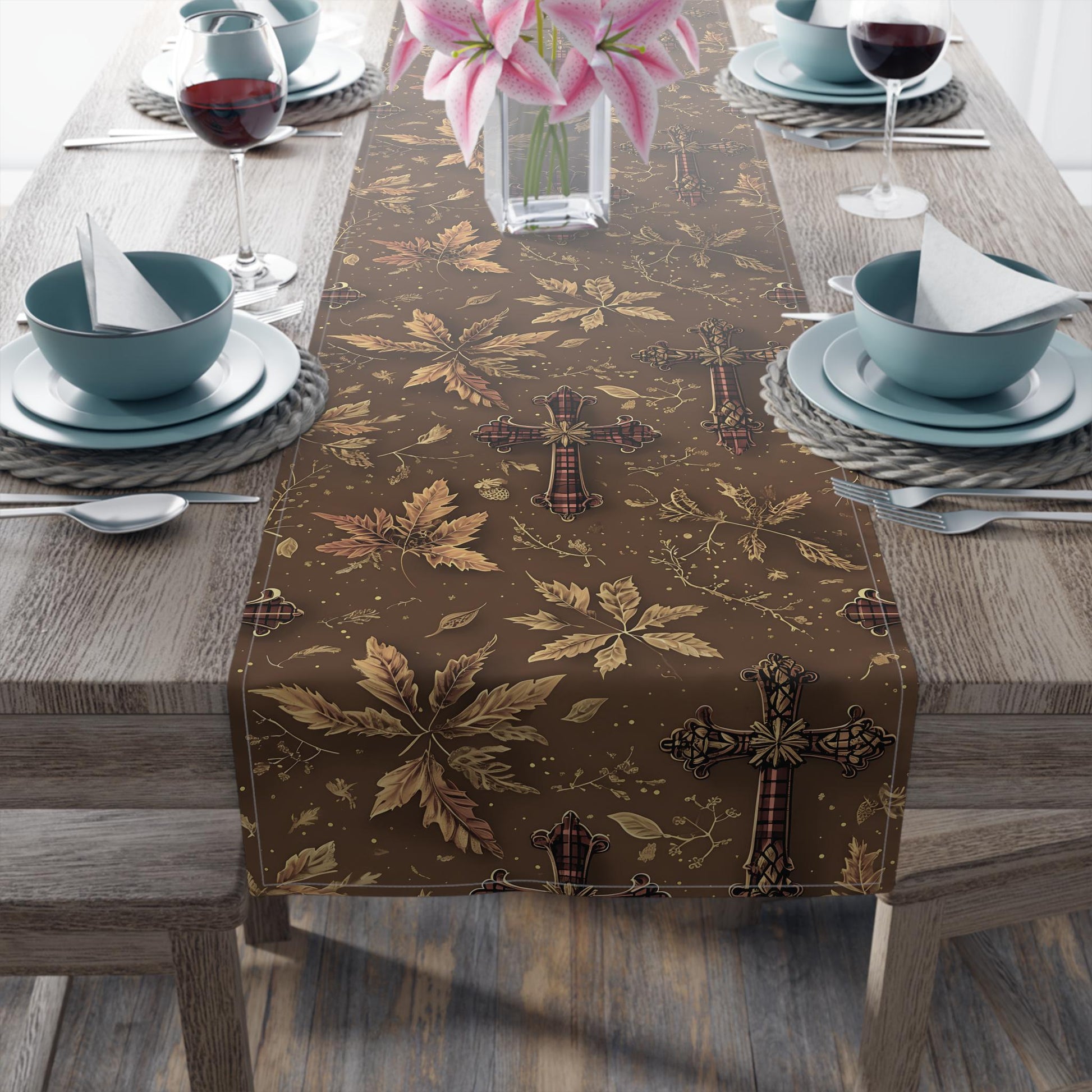Rustic Floral Table Runner: Vintage Style Autumn Decor