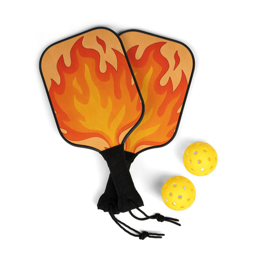 Flaming Paddle Pickleball Set: Wood Paddles, Carry Bag