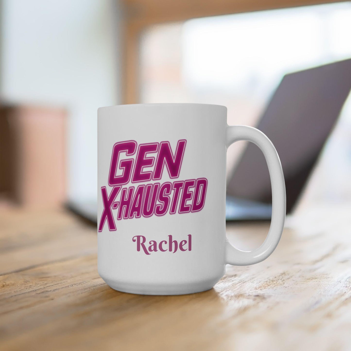 Gen X-Hausted Ceramic Mug: Humorous Quote Coffee Cup