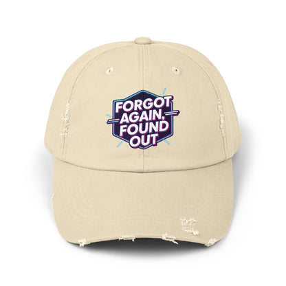 Distressed Cotton Cap: 'Forgot Again, Found Out' - Trendy Unisex Hat