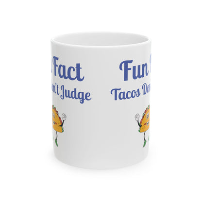 Fun Taco Fact Ceramic Mug: Quirky Kitchen Decor, Foodie Gift