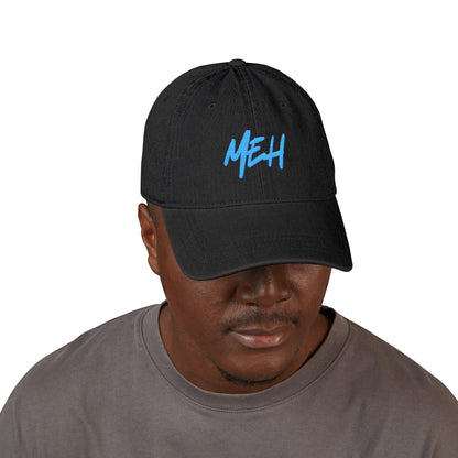 Embroidered 'MEH' Denim Hat: Casual Trendy Accessory