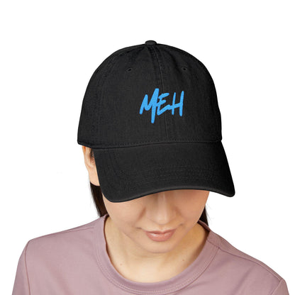 Embroidered 'MEH' Denim Hat: Casual Trendy Accessory