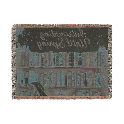 Literary Woven Cotton Blanket: Cozy Reading Nook Decor