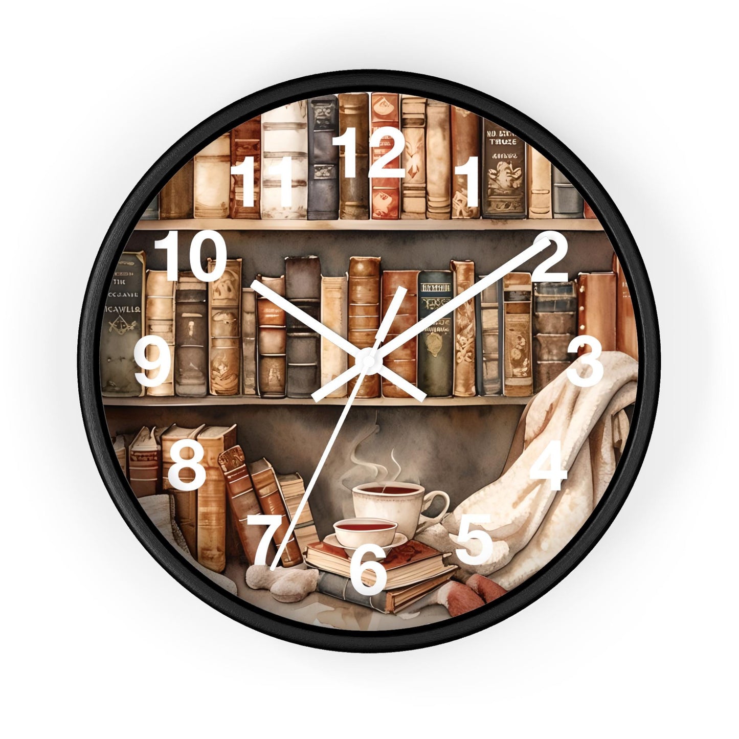 Cozy Reading Nook Wooden Wall Clock: Book Lover Gift