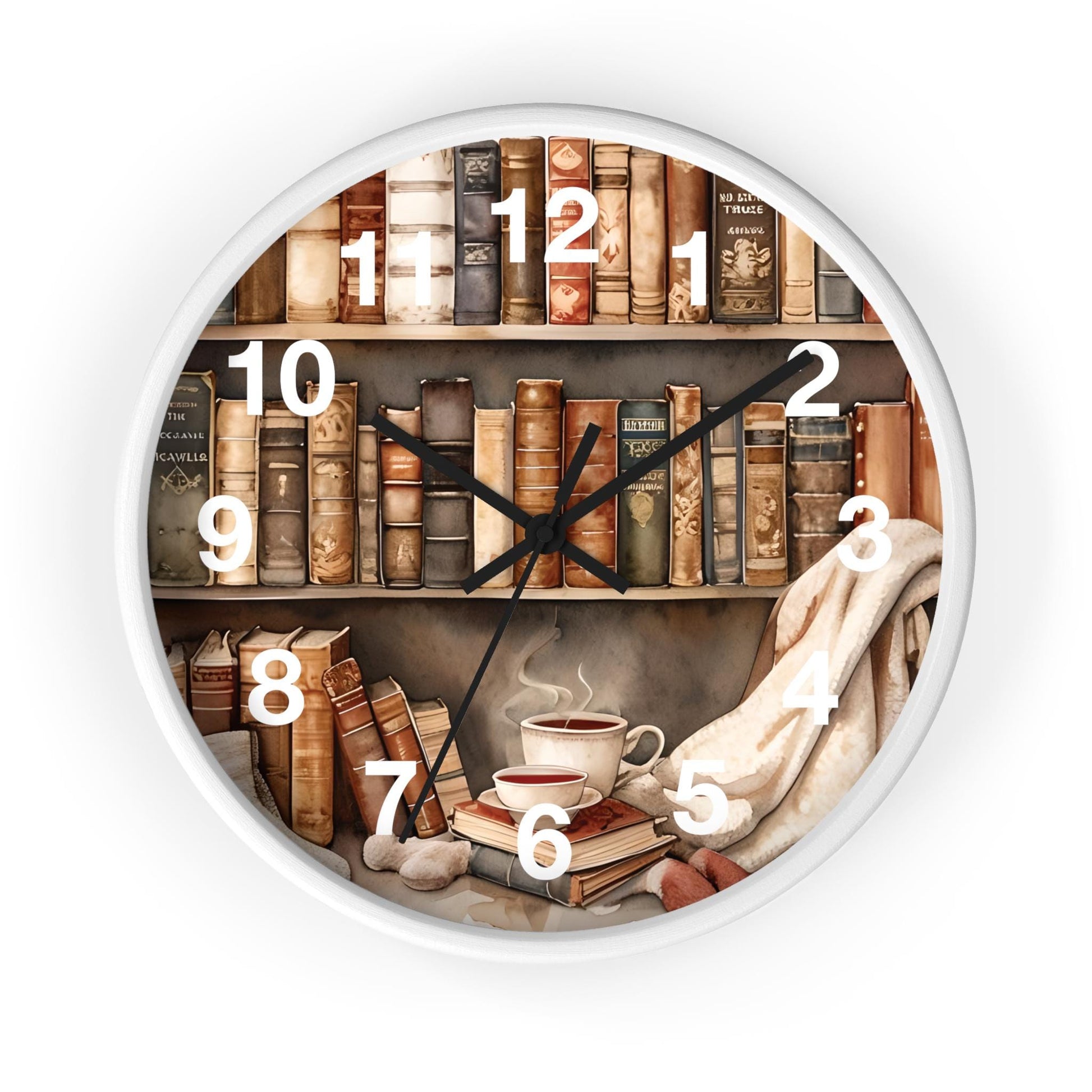 Cozy Reading Nook Wooden Wall Clock: Book Lover Gift