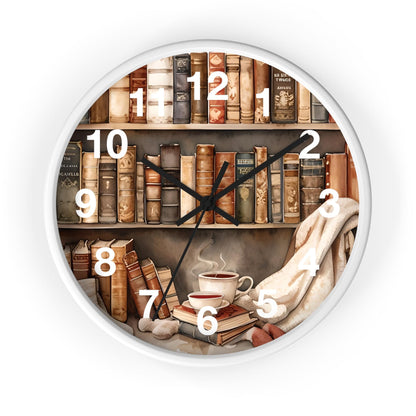 Cozy Reading Nook Wooden Wall Clock: Book Lover Gift