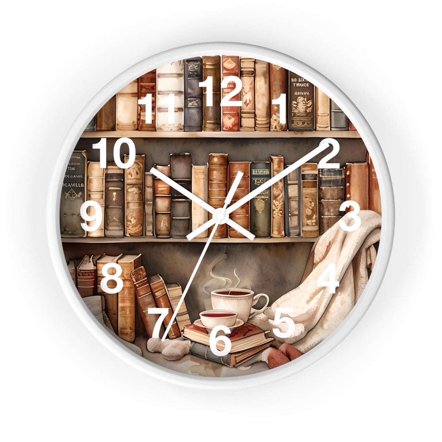 Cozy Reading Nook Wooden Wall Clock: Book Lover Gift