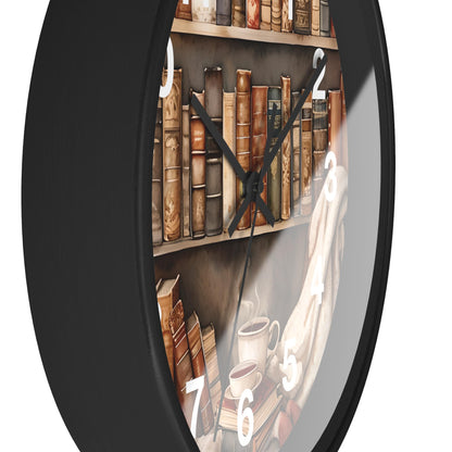 Cozy Reading Nook Wooden Wall Clock: Book Lover Gift