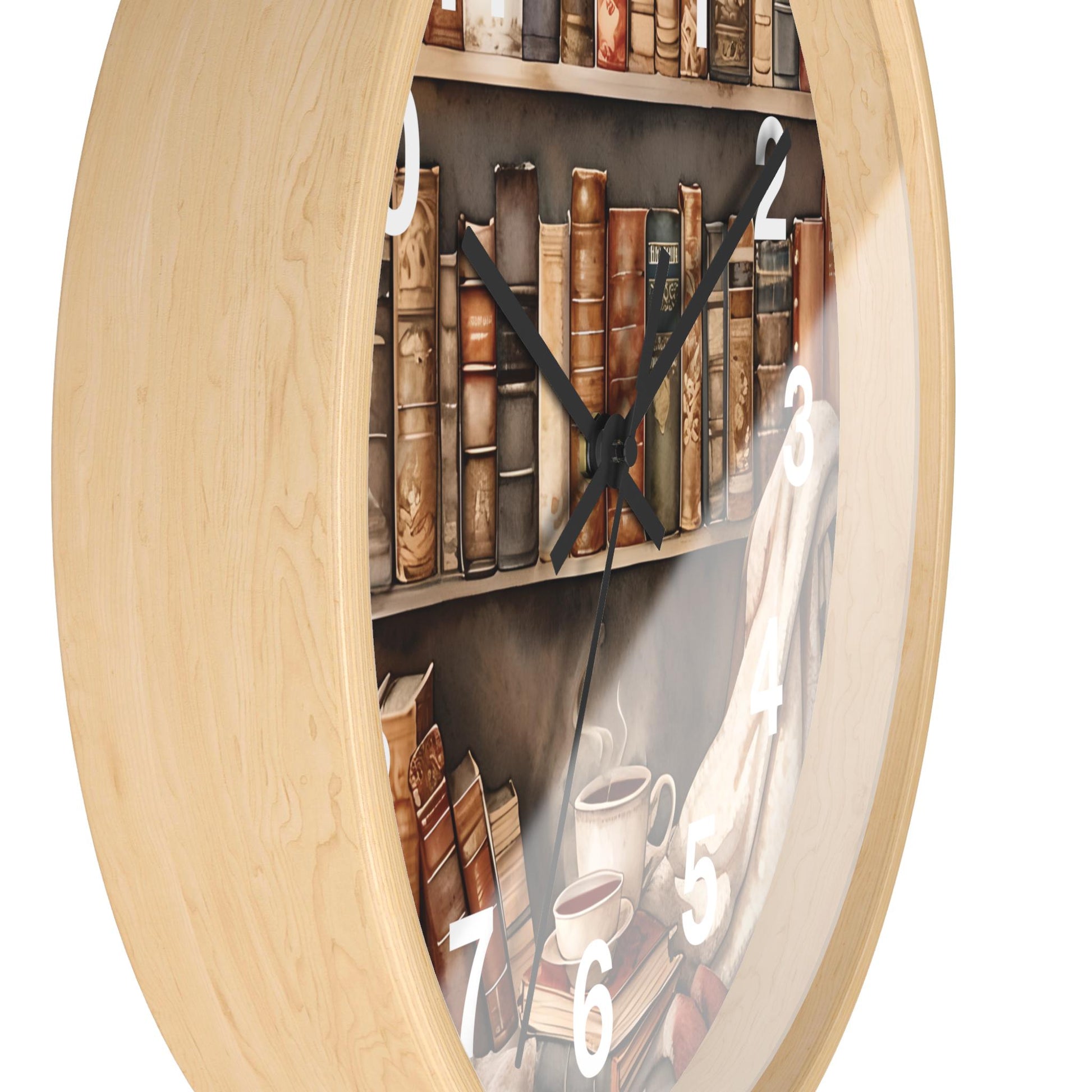 Cozy Reading Nook Wooden Wall Clock: Book Lover Gift