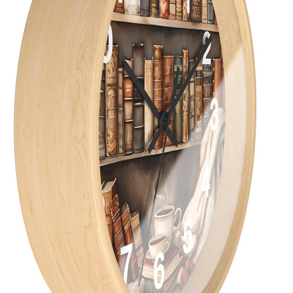 Cozy Reading Nook Wooden Wall Clock: Book Lover Gift